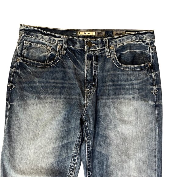 BKE Seth Jeans Mens 36XL Used Blue Denim Straight Leg Cotton - Picture 5 of 15